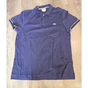 Lacoste Navy Blue Polo Slim Fit Short Sleeve Shirt Embroidered Women's Size 3
